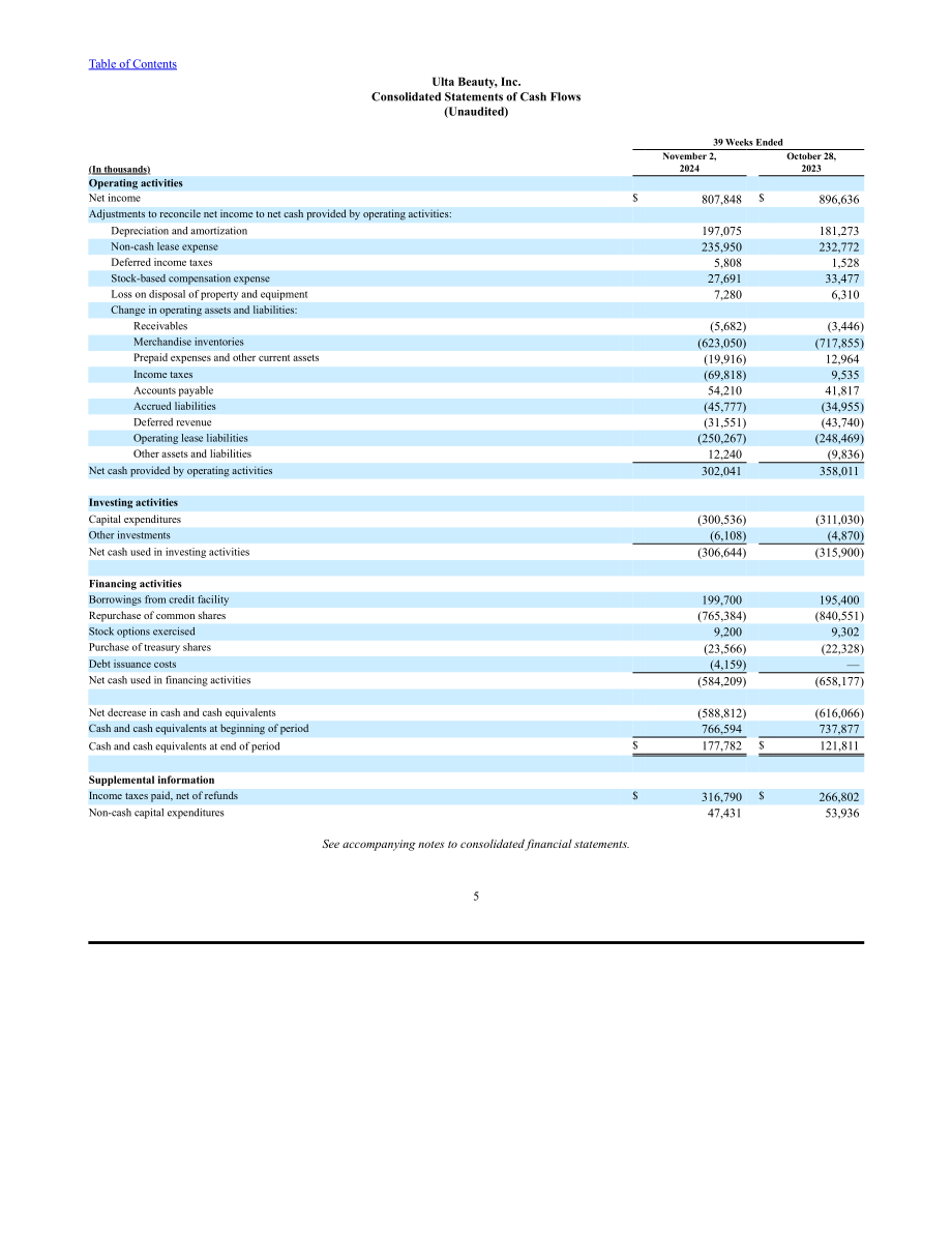 Ulta Beauty（ULTA）2024年第三季度财报（英文版）（31页）.pdf_第5页