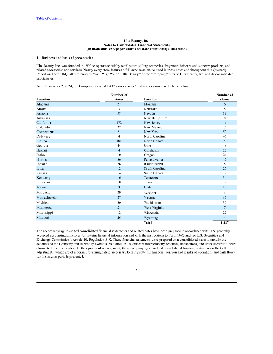 Ulta Beauty（ULTA）2024年第三季度财报（英文版）（31页）.pdf_第8页