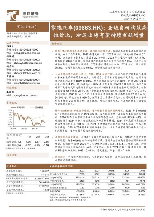 零跑汽车-港股公司研究报告-全域自研构筑高性价比加速出海有望持续贡献增量-240614（27页）.pdf