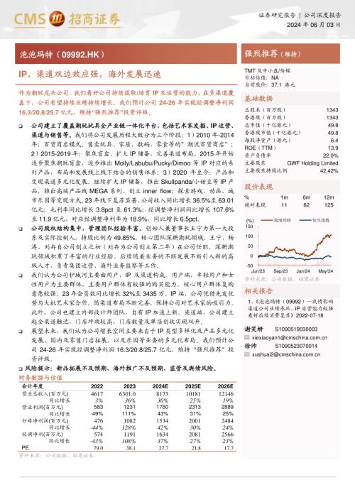 泡泡玛特-港股公司研究报告-IP、渠道双边效应强海外发展迅速-240603（41页）.pdf