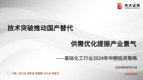 基础化工行业2024年中期投资策略：技术突破推动国产替代供需优化提振产业景气-240801（96页）.pdf