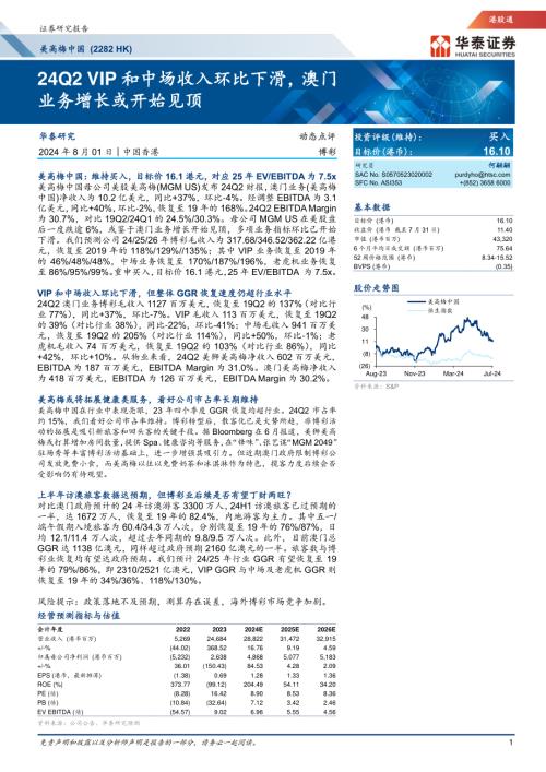 美高梅中国-港股公司研究报告-24Q2VIP和中场收入环比下滑澳门业务增长或开始见顶-240801（15页）.pdf