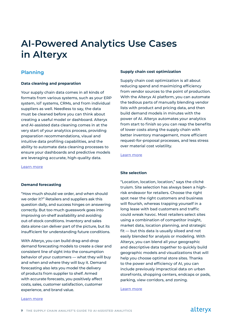 Alteryx：2024供应链人工智能策略指南：利用AI辅助分析建模、预测与自动化以增强韧性（英文版）（14页）.pdf_第7页