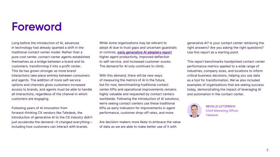 Talkdesk：2024年全球联络中心关键绩效指标(KPI)基准报告（英文版）（29页）.pdf_第2页