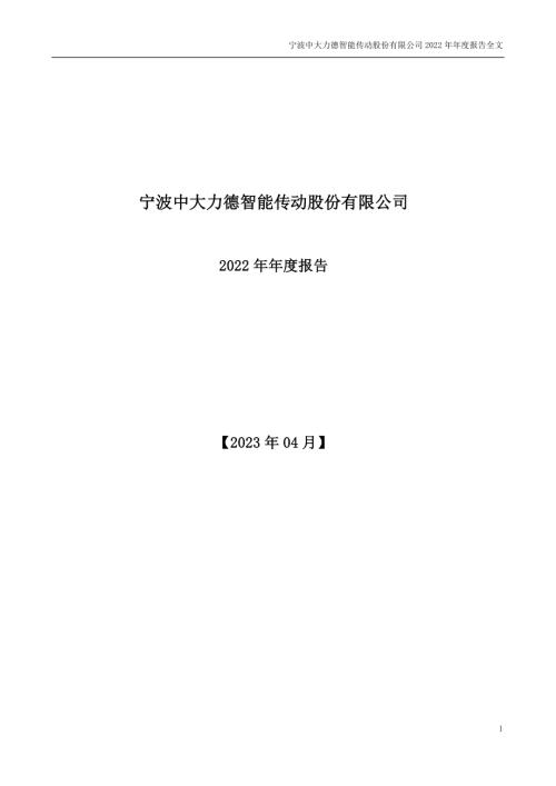 中大力德：2022年年度报告.PDF