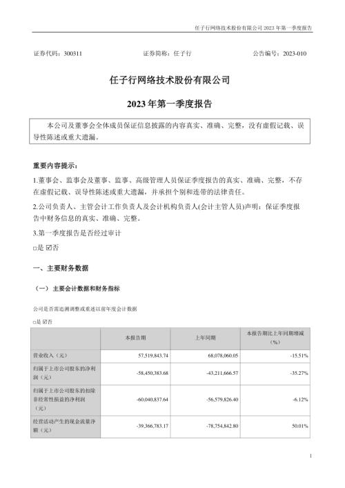 任子行：2023年一季度报告.PDF