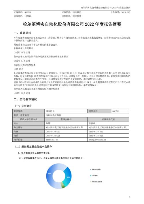 博实股份：2022年年度报告摘要.PDF