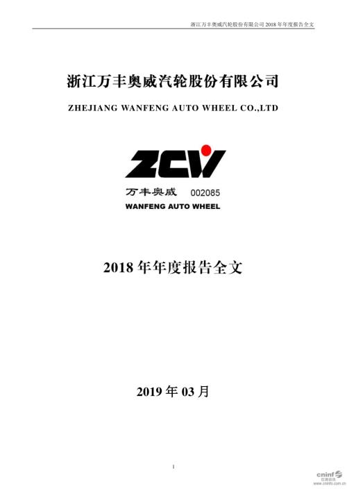 万丰奥威：2018年年度报告.PDF