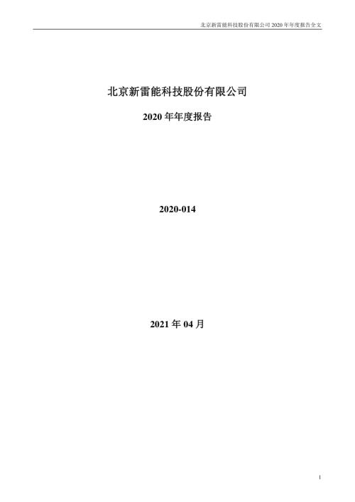 新雷能：2020年年度报告.PDF
