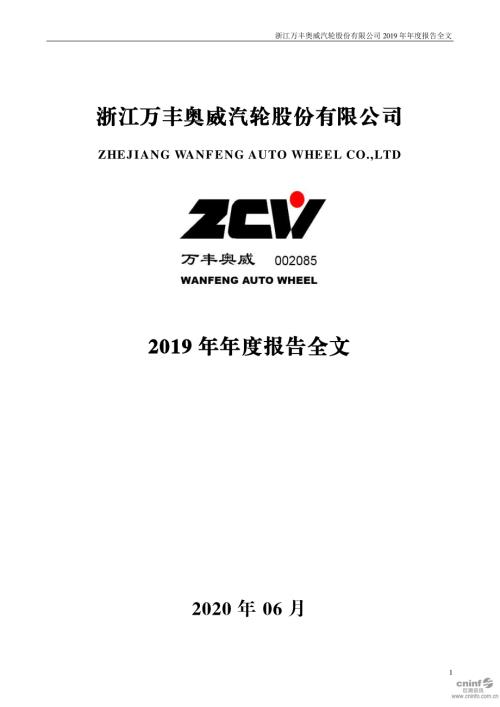 万丰奥威：2019年年度报告.PDF