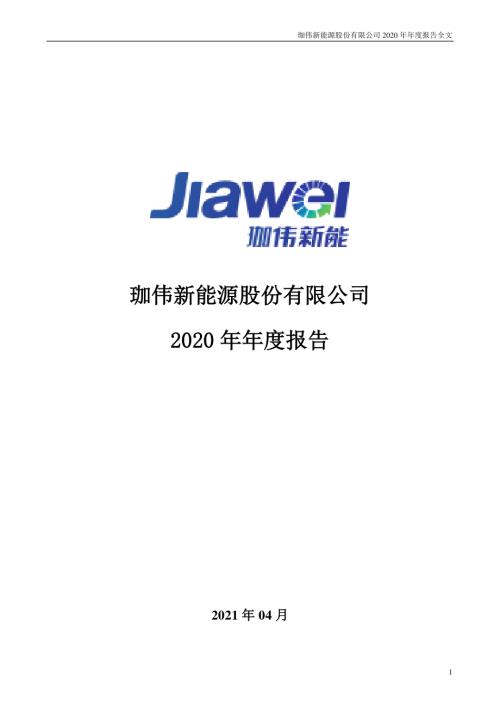 珈伟新能：2020年年度报告.PDF