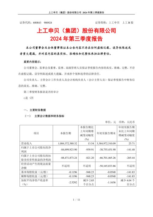上工申贝：2024年第三季度报告.pdf