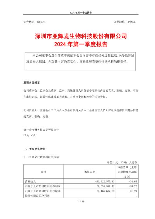亚辉龙：2024年第一季度报告.PDF