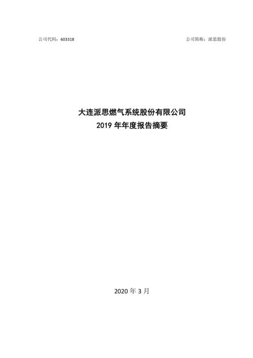派思股份：2019年年度报告摘要.PDF