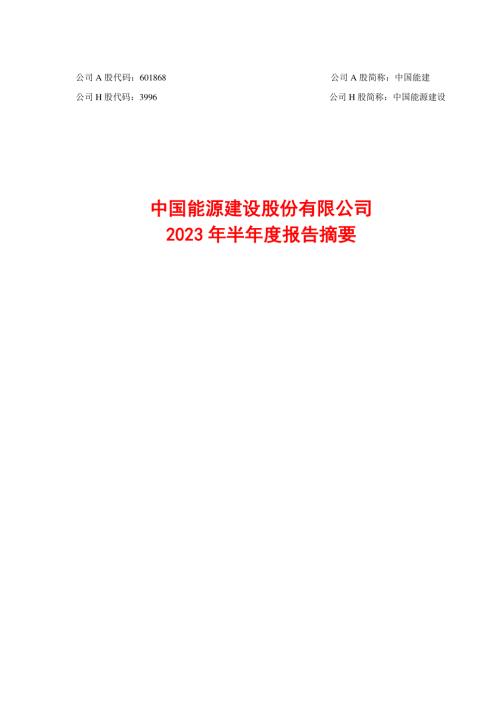 中国能建：中国能源建设股份有限公司2023年半年度报告摘要.PDF