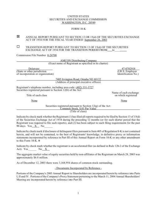 Amcon Distributing Company (DIT) 2003年年度报告「NYSE」.pdf