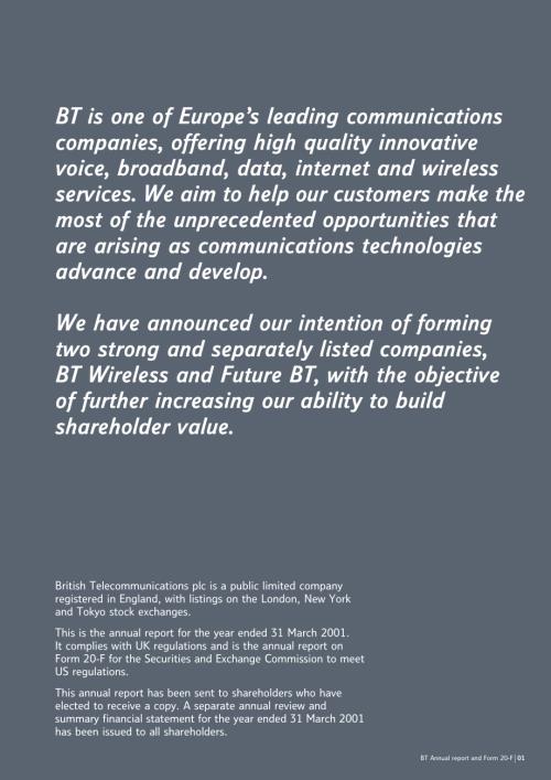 BT Group plc (BT) 2001年年度报告「LSE」.pdf