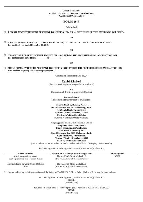 迅雷Xunlei Limited (XNET) 2019年20-F年度报告「NASDAQ」.pdf