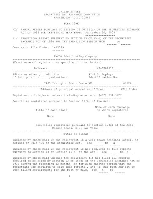 Amcon Distributing Company (DIT) 2008年年度报告「NYSE」.pdf