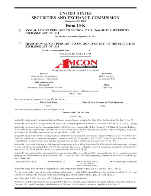 Amcon Distributing Company (DIT) 2011年年度报告「NYSE」.pdf