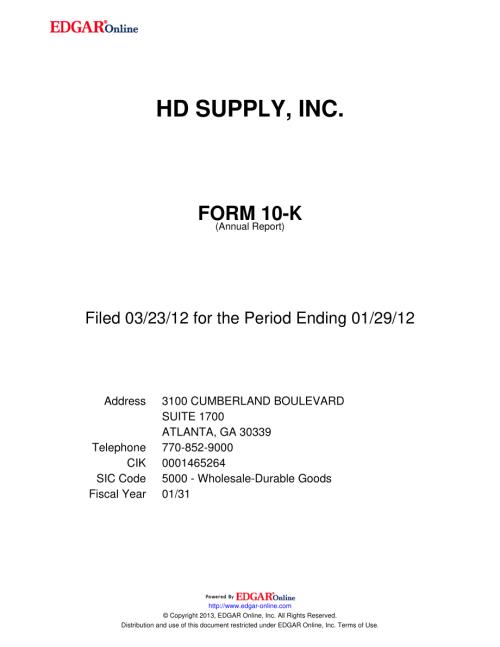 HD Supply Holdings (HDS) 2011年年度报告「NASDAQ」.pdf