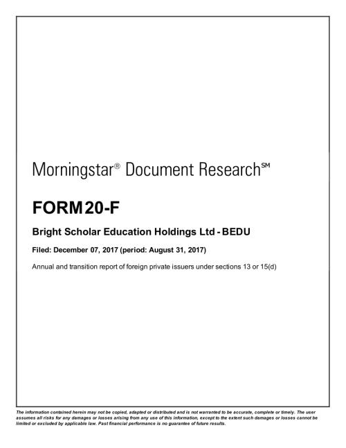 博实乐Bright Scholar Education Holdings ed （BEDU） 2017财年年度报告「NYSE」.pdf