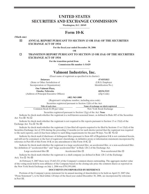 Valmont Industries Inc (VMI) 2006年年度报告「NYSE」.pdf