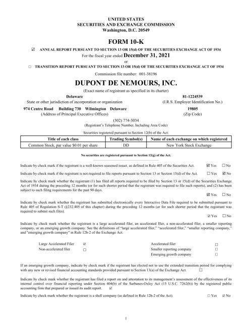 杜邦公司DuPont (DD) 2021年10-K年度报告「NYSE」.pdf