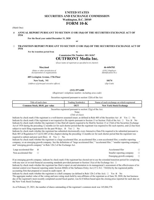 Outfront Media (OUT) 2020年年度报告「NYSE」.pdf