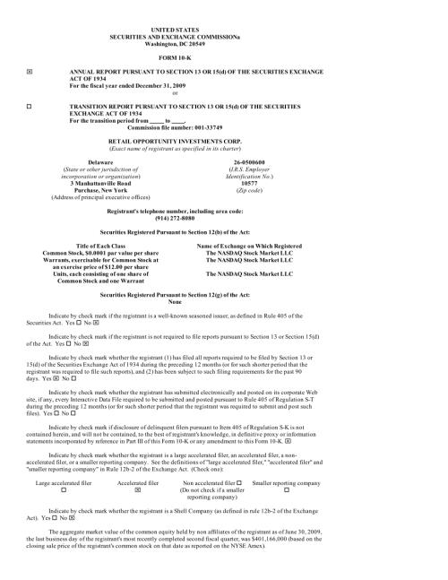 Retail Opportunity Investment (ROIC) 2009年年度报告「NASDAQ」.pdf