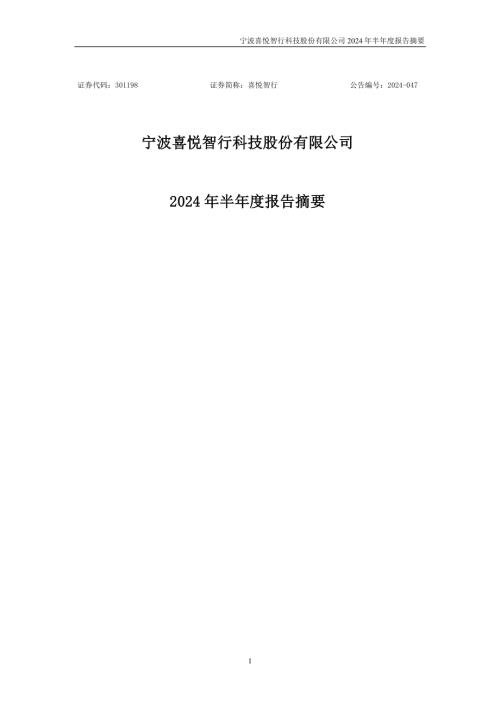 喜悦智行：2024年半年度报告摘要.PDF