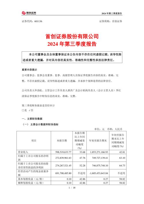 首创证券：2024年第三季度报告.pdf