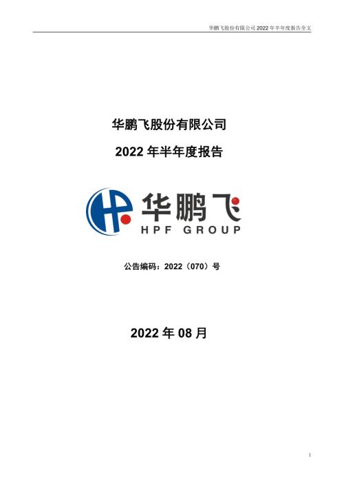 华鹏飞：2022年半年度报告.PDF