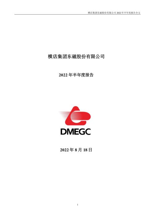 横店东磁：2022年半年度报告.PDF