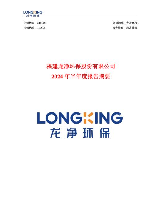 龙净环保：2024年半年度报告摘要.PDF