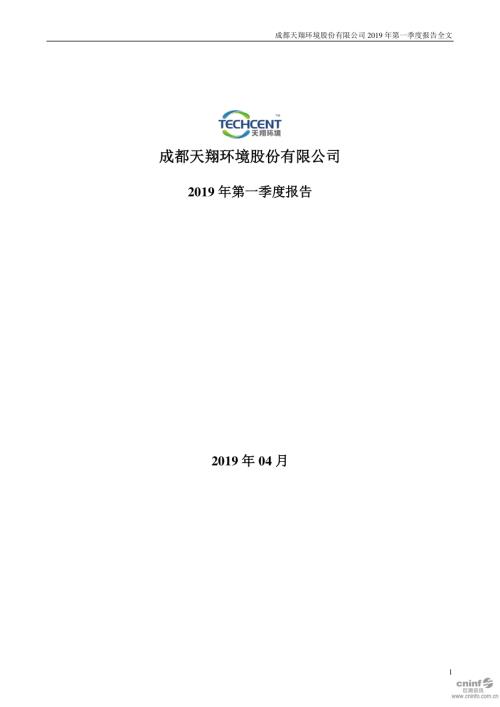 天翔环境：2019年第一季度报告全文.PDF