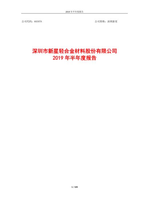 深圳新星：2019年半年度报告.PDF