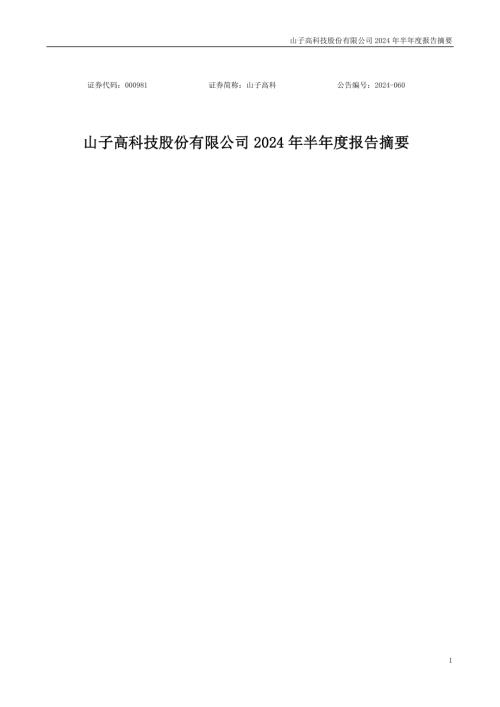 山子高科：2024年半年度报告摘要.PDF