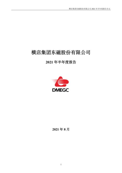 横店东磁：2021年半年度报告.PDF