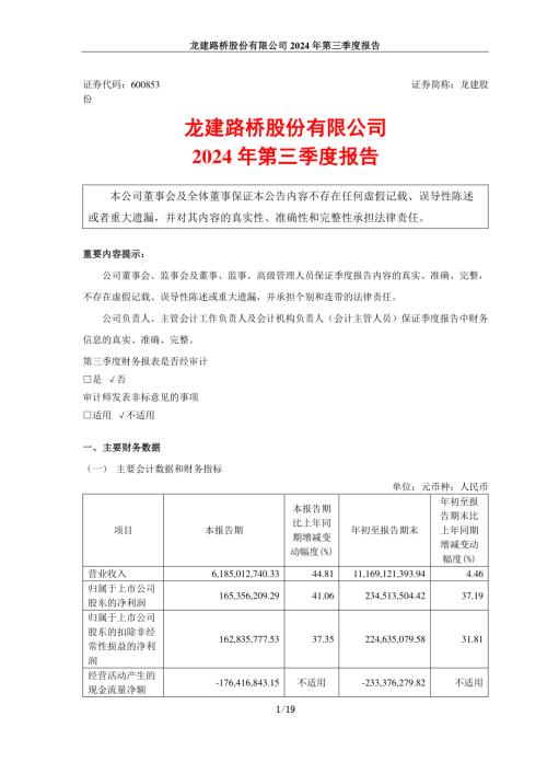 龙建股份：龙建股份2024年第三季度报告.pdf