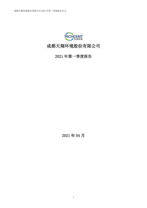 天翔环境：2021年第一季度报告全文.PDF