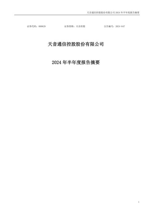 天音控股：2024年半年度报告摘要.PDF