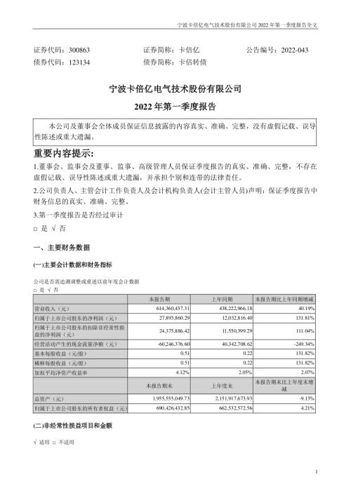 卡倍亿：2022年第一季度报告全文(更新后).PDF