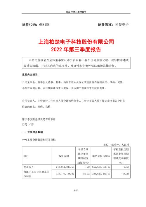 柏楚电子：2022年第三季度报告.PDF