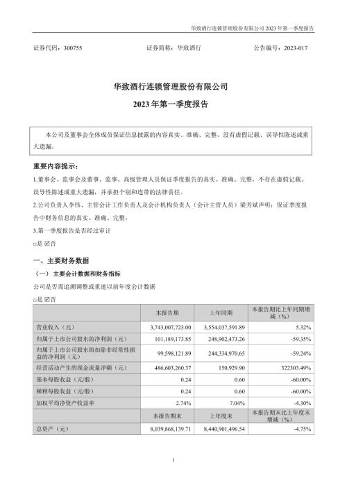 华致酒行：2023年一季度报告.PDF