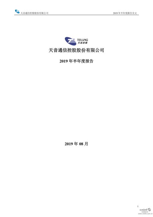 天音控股：2019年半年度报告.PDF