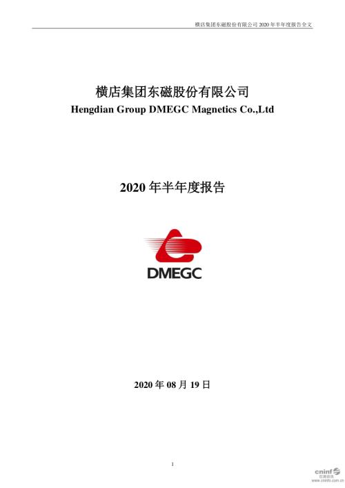 横店东磁：2020年半年度报告.PDF