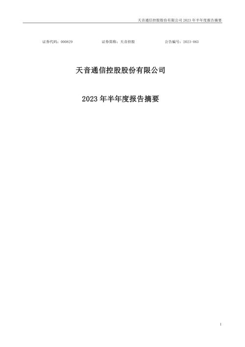 天音控股：2023年半年度报告摘要.PDF
