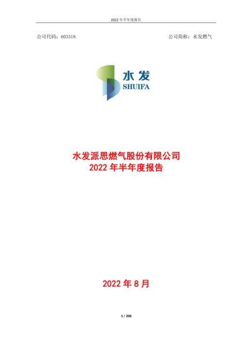 水发燃气：水发燃气2022年半年度报告.PDF