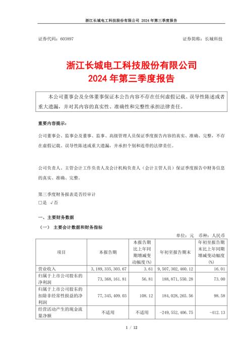 长城科技：长城科技2024年第三季度报告.PDF
